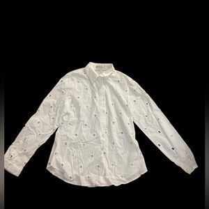 Anne Fontaine White Button Down Top with cut-out design-GLORIOUS-size 3